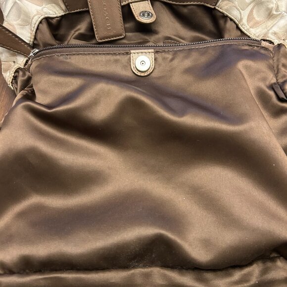 Coach F18450 Ashley Signature Sateen Satchel Bag Brown Khaki - Picture 5 of 16